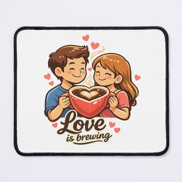 Item preview, Love is Brewing – Romantic Coffee Couple Illustration designed and sold by VibePrint2.