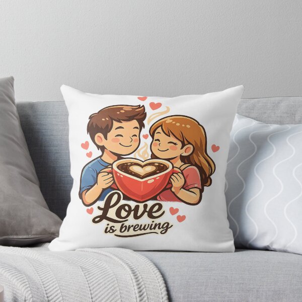 Item preview, Love is Brewing – Romantic Coffee Couple Illustration designed and sold by VibePrint2.