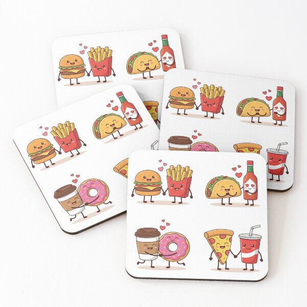 Item preview, Cute Fast Food Better Together Valentine Illustration Set designed and sold by NonditStudio.