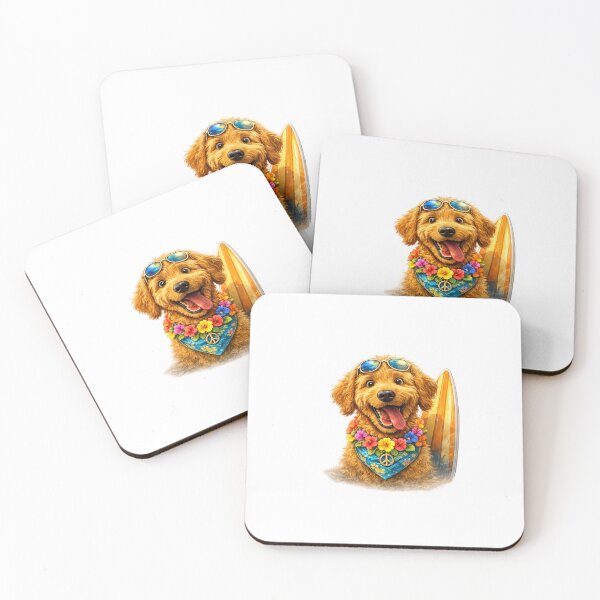 Item preview, Surfer Dog Art – Happy Beach Dog with Sunglasses Illustration designed and sold by DogYouChose.