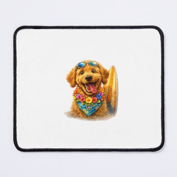 Item preview, Surfer Dog Art – Happy Beach Dog with Sunglasses Illustration designed and sold by DogYouChose.