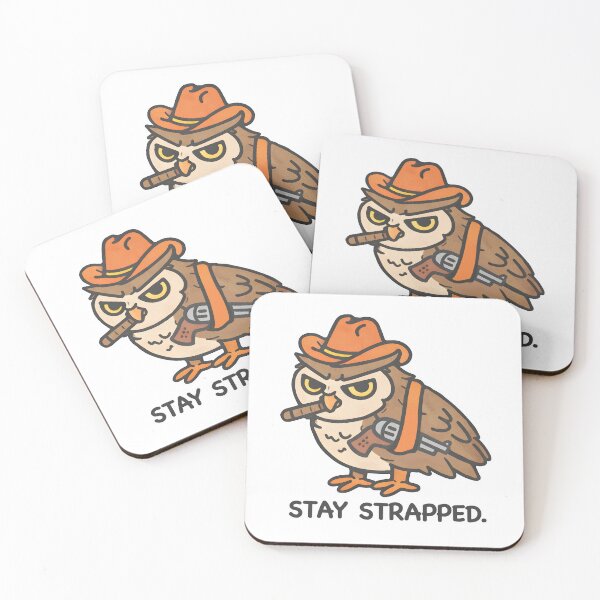 Item preview, Stay Strapped Owl – Tough Cartoon Owl Illustration designed and sold by Senkov.