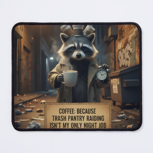Item preview, Raccoon with coffee. designed and sold by MyHappyArtShop.