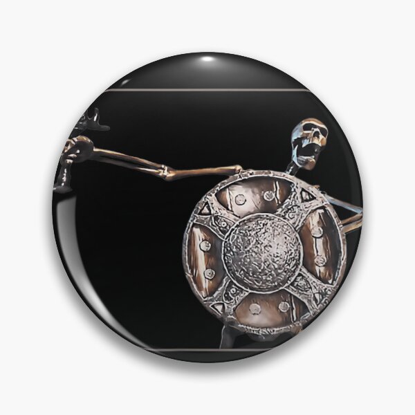 Item preview, Dark fantasy skeleton warrior illustration with shield and dramatic pose designed and sold by DaphoLatara.