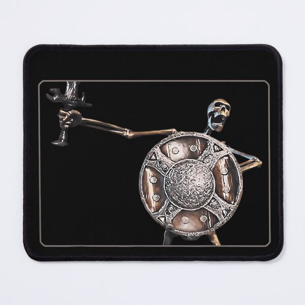 Item preview, Dark fantasy skeleton warrior illustration with shield and dramatic pose designed and sold by DaphoLatara.