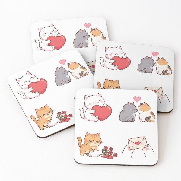 Item preview, Adorable Kawaii Cats Love and Heart Illustrations designed and sold by NonditStudio.