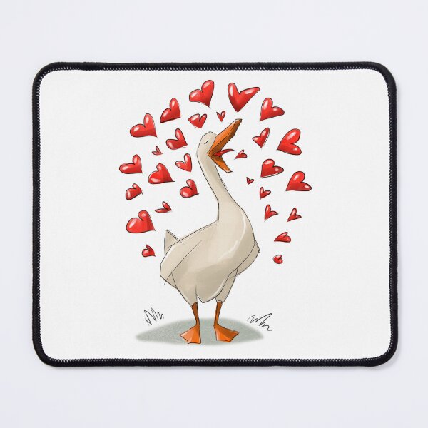 Item preview, Duck sings with love and hearts around in a bright and cheerful setting during the daytime designed and sold by Ms. Iryna.