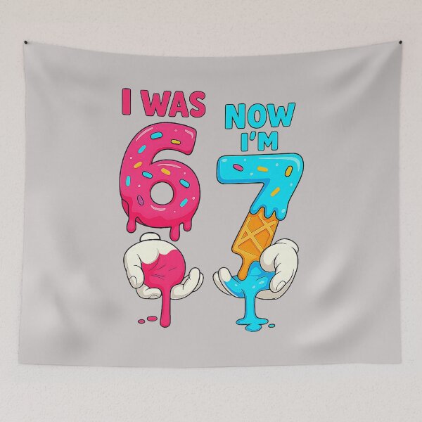 Item preview, I was 6 Now I'm 7 Year Old Birthday Six Seven Meme 67 Kids designed and sold by MabelWells.