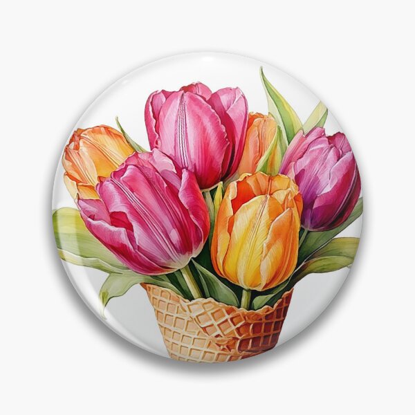 Artikelvorschau, Aquarell-Tulpen in einer Eistüte entworfen und verkauft von Rutvain.