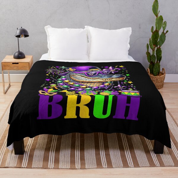 Item preview, Colorful mardi gras alligator illustration with beads humor and bold lettering designed and sold by TiaraHans.