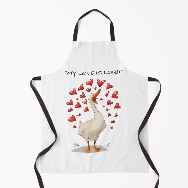 Item preview, Duck sings loudly with hearts in the background for celebration of love in a cartoon scene designed and sold by Ms. Iryna.