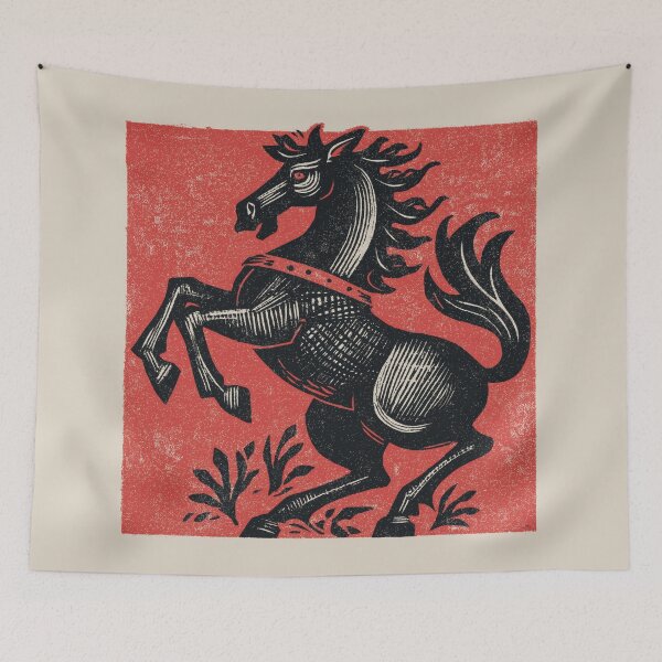 Item preview, Bold Horse Against Red Field designed and sold by EdvvinStudios.