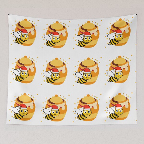 Artikelvorschau, Cute Bee with Honey Barrel Sweet Cartoon Honey Bee Illustration. entworfen und verkauft von LunaPrintCo.