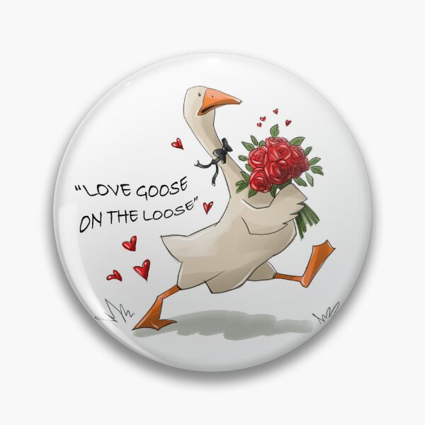 Item preview, Goose carries roses and runs while expressing love in a playful setting designed and sold by Ms. Iryna.
