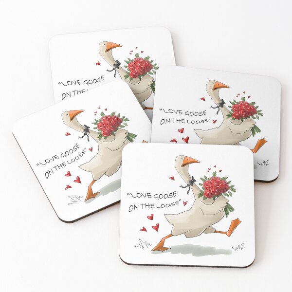 Item preview, Goose carries roses and runs while expressing love in a playful setting designed and sold by Ms. Iryna.