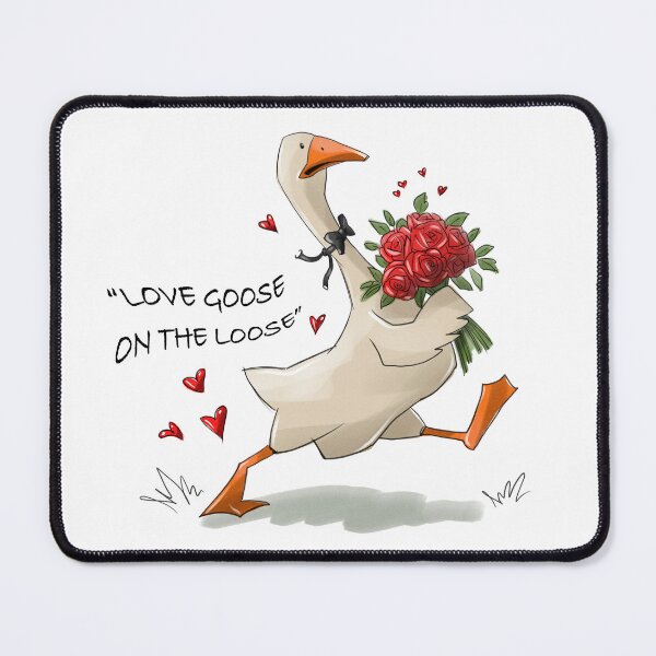 Item preview, Goose carries roses and runs while expressing love in a playful setting designed and sold by Ms. Iryna.