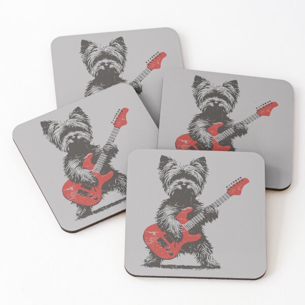 Item preview, Vintage Yorkie Rock Funny Dog Playing Guitar Rock Style designed and sold by GreggRoss.