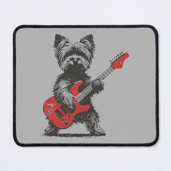 Item preview, Vintage Yorkie Rock Funny Dog Playing Guitar Rock Style designed and sold by GreggRoss.