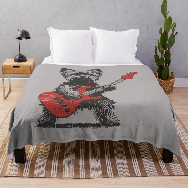 Item preview, Vintage Yorkie Rock Funny Dog Playing Guitar Rock Style designed and sold by GreggRoss.