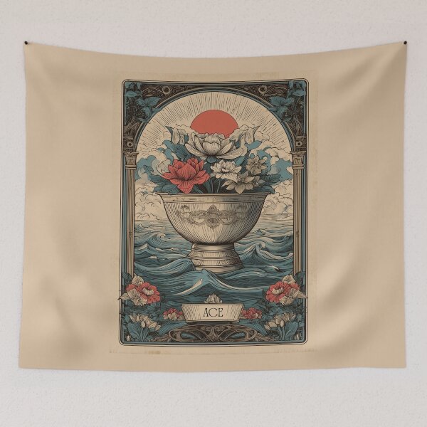 Item preview, Ace of Cups Vintage Tarot Card Illustration designed and sold by Thunderg1rl.