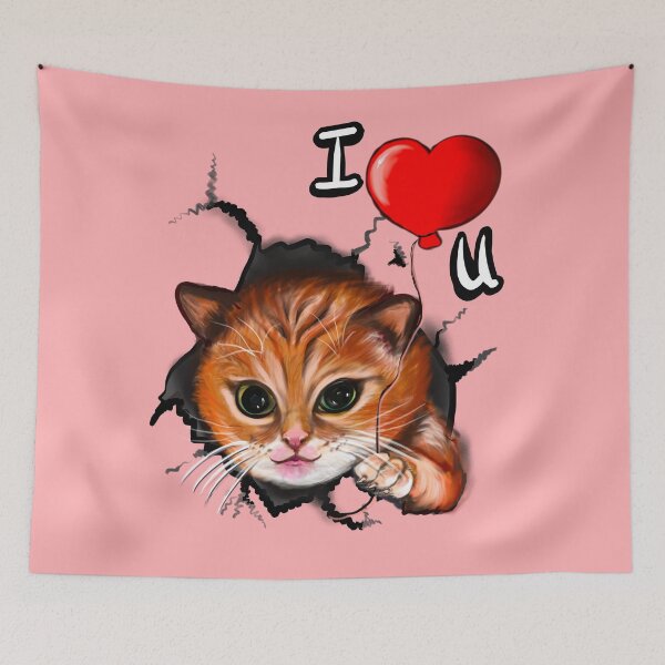 Item preview, Cute Kitten Bursting Through Wall 3D Illusion | Valentines Day Cat Lover Gift designed and sold by Artonmytee.