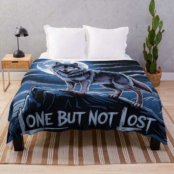 Item preview, Lone But Not Lost – Wolf Under Moon Inspirational Art designed and sold by Luvahawb.