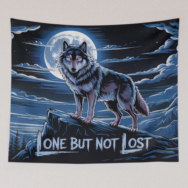 Item preview, Lone But Not Lost – Wolf Under Moon Inspirational Art designed and sold by Luvahawb.
