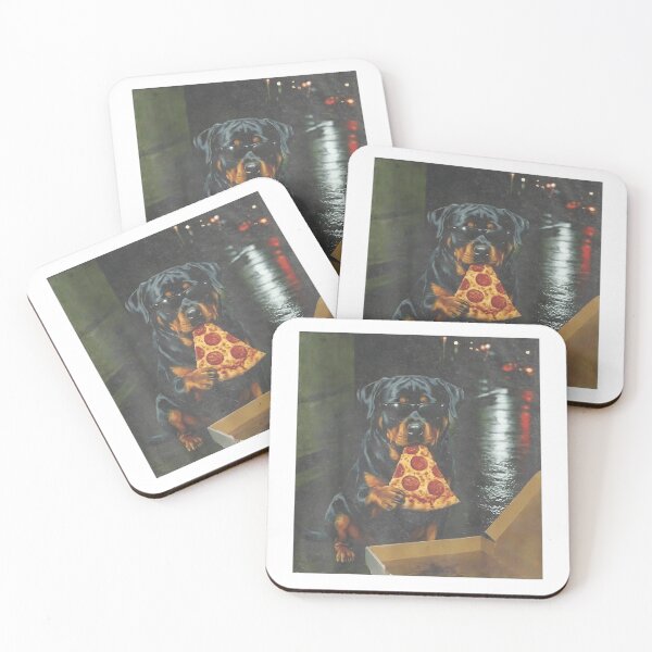 Item preview, Cool Rottweiler Dog Wearing Sunglasses Eating A Large Slice Of Pepperoni Pizza designed and sold by DienesAngele.