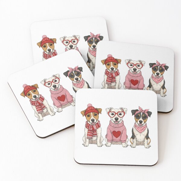 Item preview, Three Cute Puppies Wearing Winter Sweaters And Heart Glasses designed and sold by RenettaFunky.