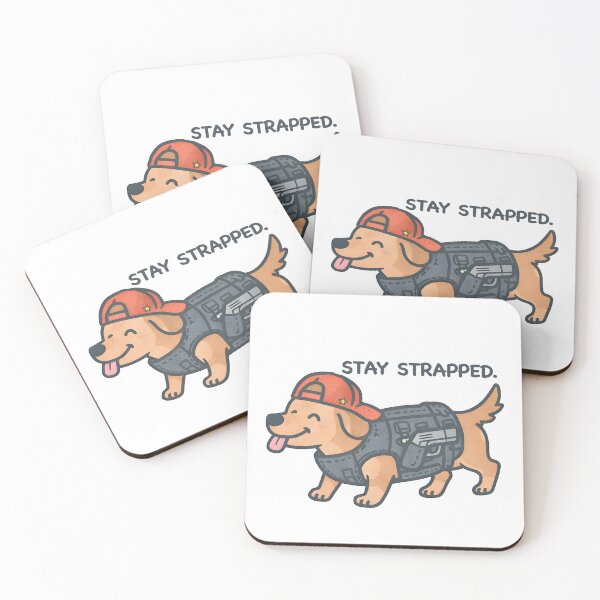 Item preview, Stay Strapped Dog – Funny Tactical Dog Illustration designed and sold by Senkov.