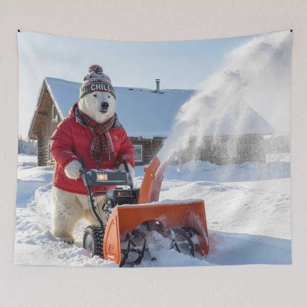 Item preview, Polar Bear Pushing a Snowblower designed and sold by Maria Dryfhout.