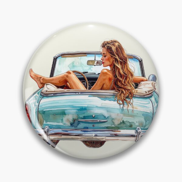 Item preview, Wind in her hair, blonde woman in a vintage convertible designed and sold by LiskoDesign.