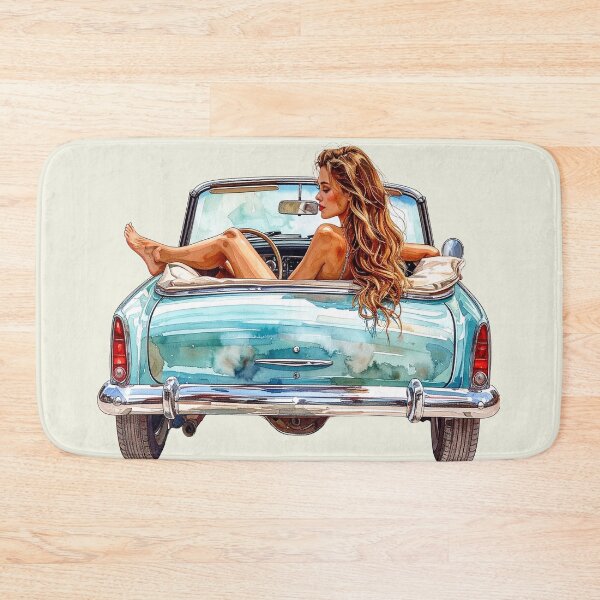 Item preview, Wind in her hair, blonde woman in a vintage convertible designed and sold by LiskoDesign.
