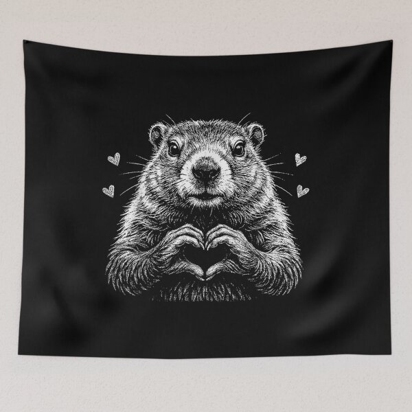 Item preview, Cute Realistic Groundhog Making Heart Shape With Paws Art designed and sold by RenettaFunky.