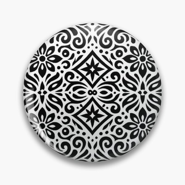 Item preview, Floral Geometry Pattern – Black & White Ornamental Design designed and sold by DrizzyV.