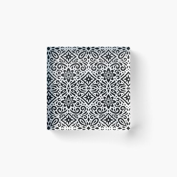 Item preview, Floral Geometry Pattern – Black & White Ornamental Design designed and sold by DrizzyV.