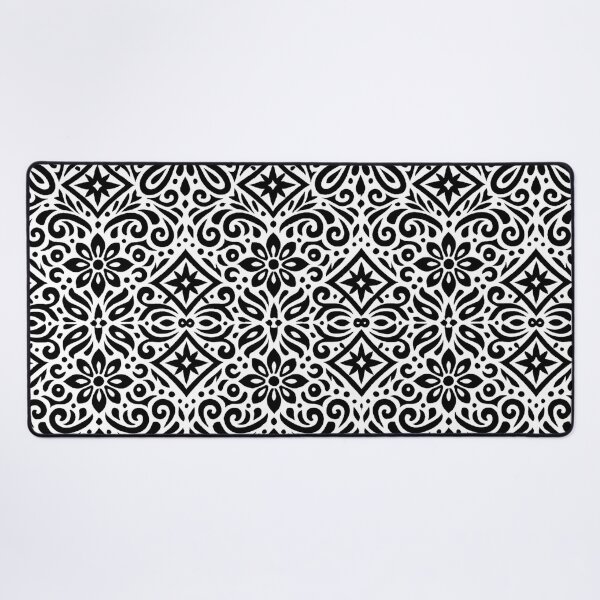 Item preview, Floral Geometry Pattern – Black & White Ornamental Design designed and sold by DrizzyV.