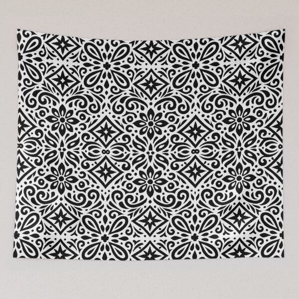 Item preview, Floral Geometry Pattern – Black & White Ornamental Design designed and sold by DrizzyV.