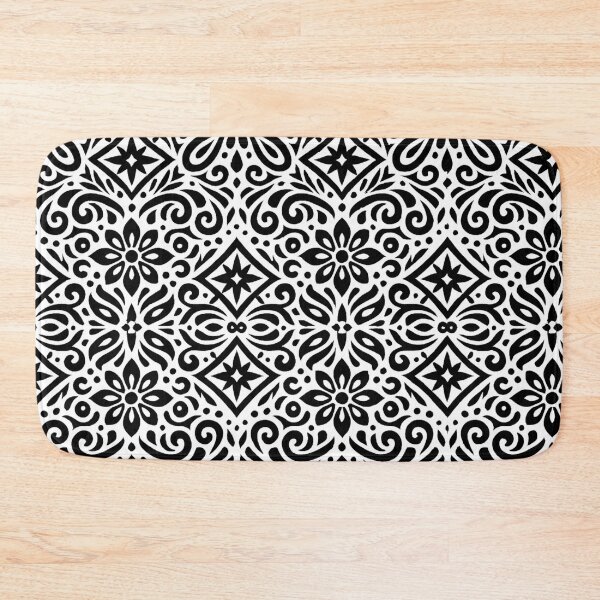 Item preview, Floral Geometry Pattern – Black & White Ornamental Design designed and sold by DrizzyV.