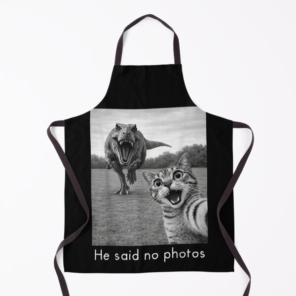 Item preview, Funny Cat Taking Selfie While Being Chased By A Giant Angry Dinosaur designed and sold by DienesAngele.