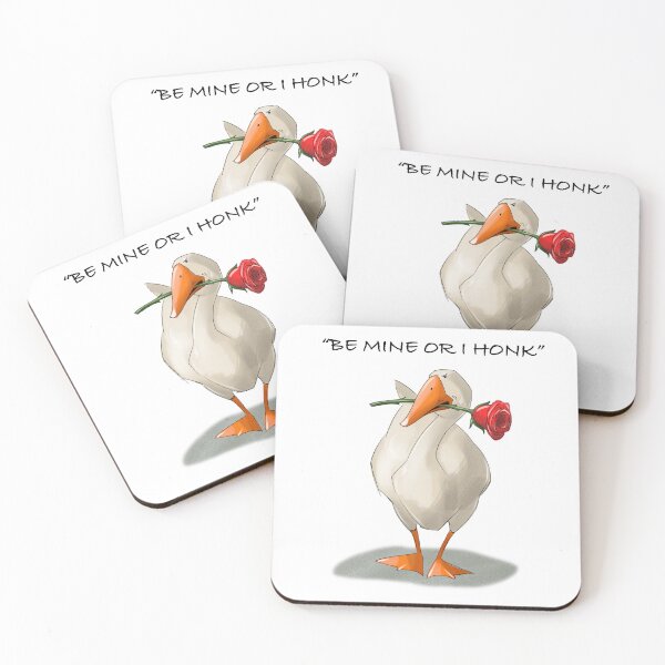 Item preview, Goose holds a rose with a message about love and humor, standing in a simple setting with focus on its expression designed and sold by Ms. Iryna.