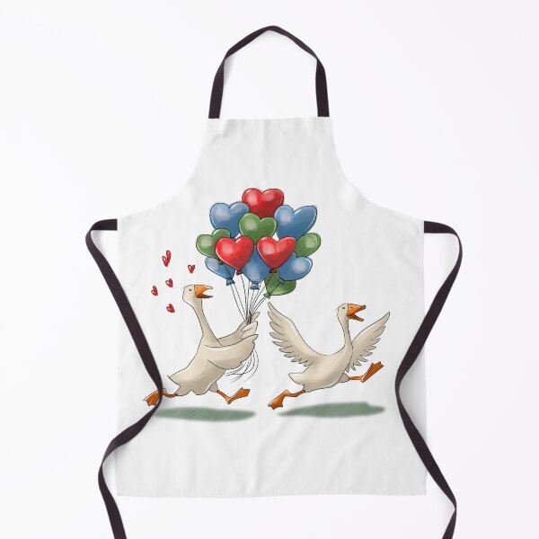 Item preview, Ducks are running with colorful balloons shaped like hearts in a fun cartoon scene in a park on a sunny day designed and sold by Ms. Iryna.