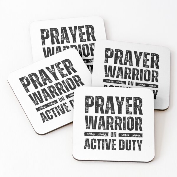 Item preview, Prayer Warrior on Active Duty Christian Design for Faith‑Driven Believers Black Distressed Font designed and sold by GFamilyC.