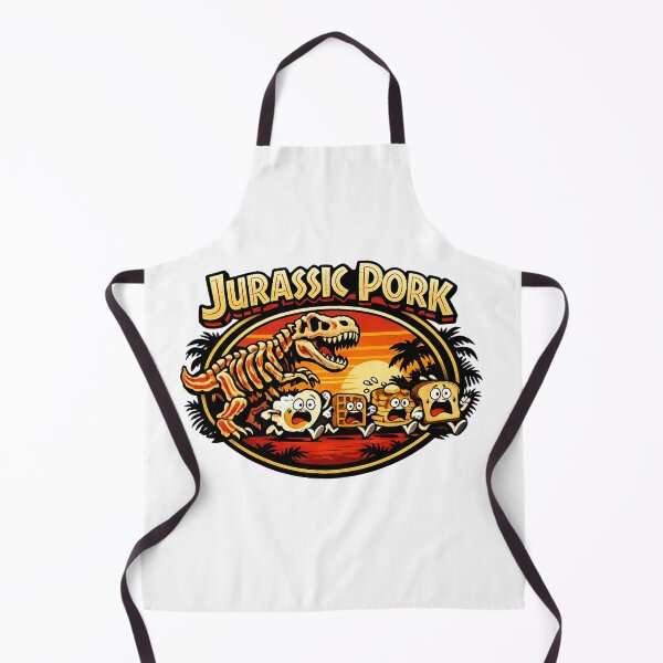 Item preview, Jurassic Pork – Bacon T-Rex Breakfast Chase Parody Theme Park Logo designed and sold by Sonic Nova Studios.