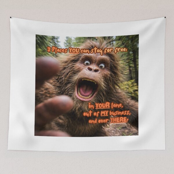 Item preview, Camera-Avoiding Bigfoot | Funny Cryptid Meme Art designed and sold by Matty69TeeS.