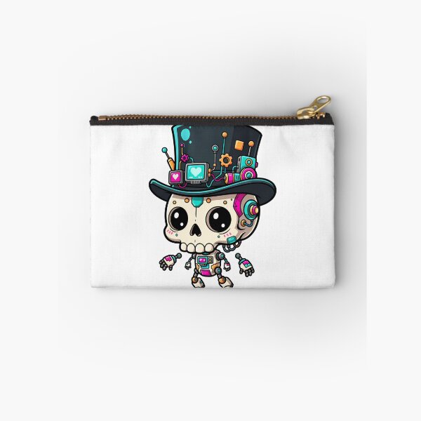 Item preview, Cute Steampunk Robot Skull Top Hat Cyberpunk Cyborg Character Dia De Los Muertos Sugar Skull Art designed and sold by NeoShard.