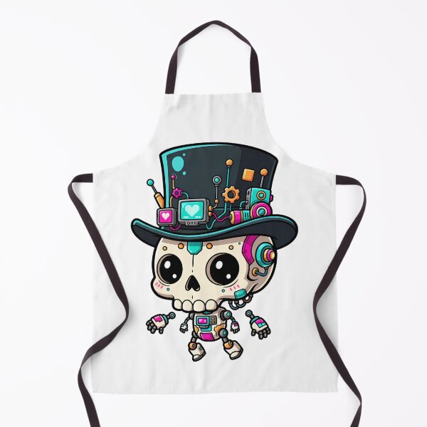 Item preview, Cute Steampunk Robot Skull Top Hat Cyberpunk Cyborg Character Dia De Los Muertos Sugar Skull Art designed and sold by NeoShard.