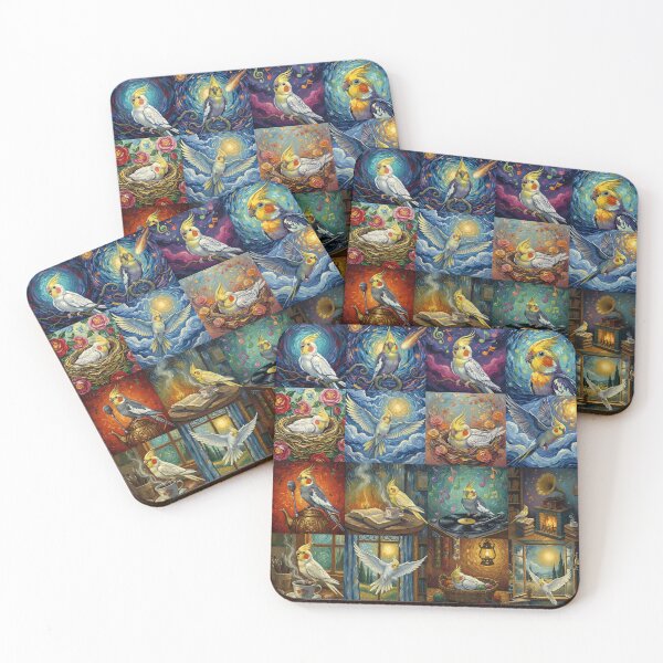 Item preview, Cockatiel Collage Inspired by Van Gogh designed and sold by Divine Ease.