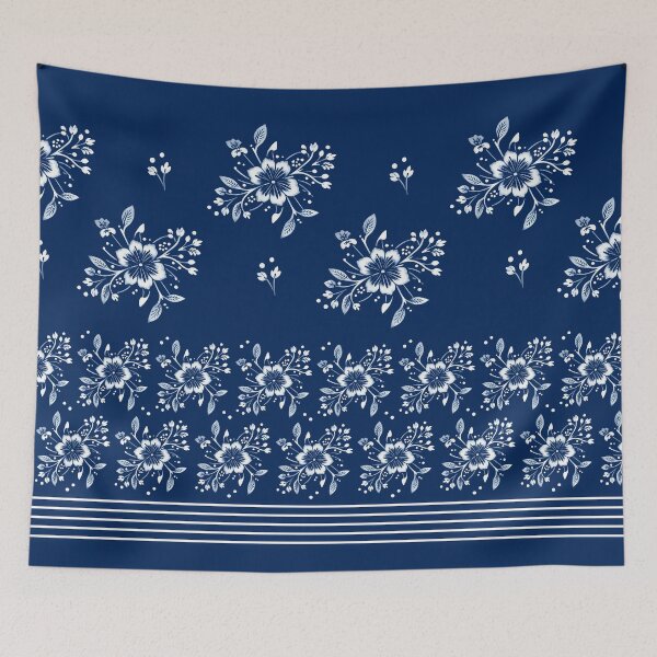 Item preview, Miaozu Batik Blue and White Border Print designed and sold by Sharon Schwalbe.