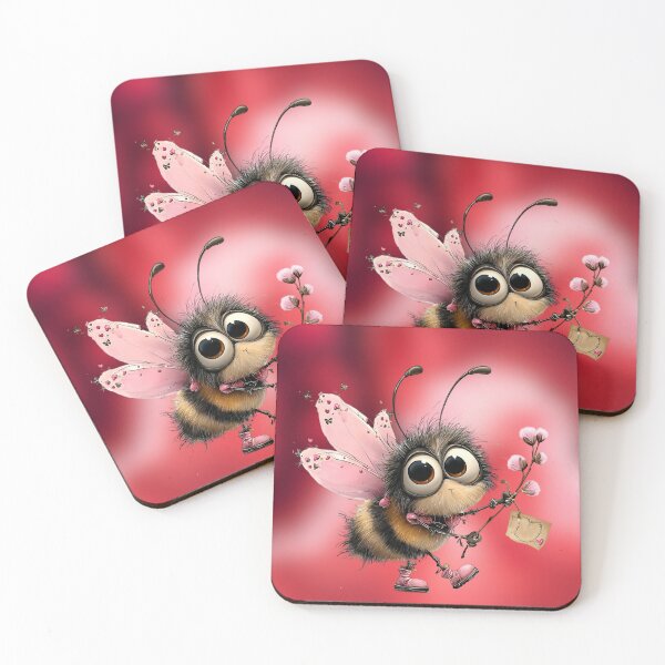 Item preview, Cute Valentine Bumblebee with Pink Wings and Flowers designed and sold by Fantacaroo Designs.